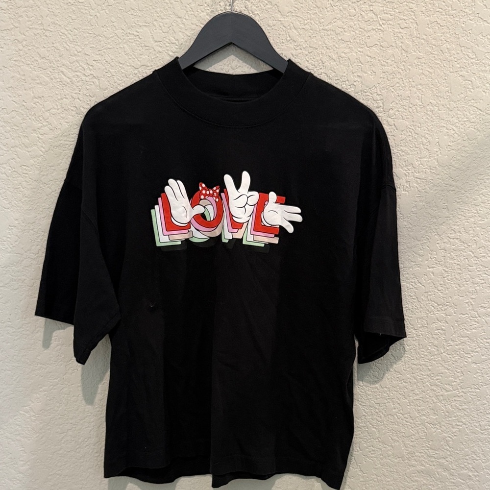 Disney Black Shirt with Love Graphic size small